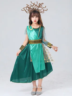 Child Girls Medusa Greek Roman Girl Book Week Halloween Kids Fancy Dress Costume • £23.93