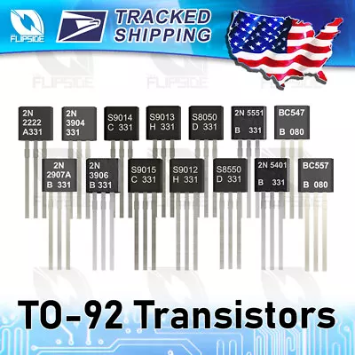 TO-92 Transistors NPN PNP 2N2222 2N2907 BC547 2N3904 2N5551 S8050 S9012 S9014 • $7