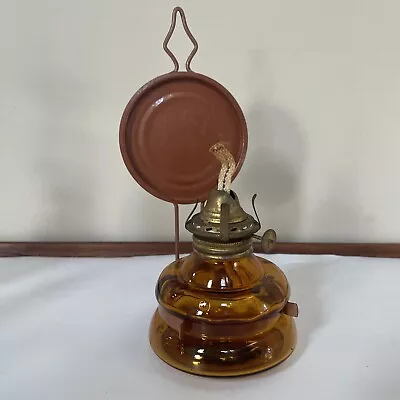 Kerosene Oil Patio Beautiful Amber Glass Lamp  Small Vintage No Chimney-Japan • $28.99