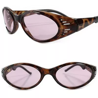 True Vintage Old Fashioned Pink Lens Tortoise Wrap Around Sporty Oval Sunglasses • $12.99
