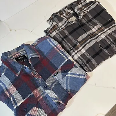 Lot Of 2 Brixton Shirt Jachs Men's Flannel Medium Long Sleeve Plaid Button Up • $23.95