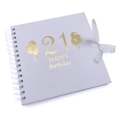 21St Birthday Balloon Black Scrapbook Guest Book Or Photo Album With Gold Script • £14.99
