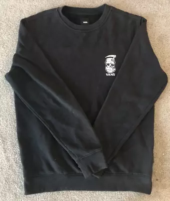 Vans Black Hoodie Sweatshirt Men's Size Small S Black Skate Skull Logo Rare • $25