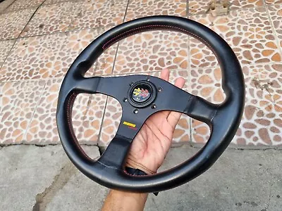 1995 MOMO CORSE Steering  Wheel Red Stitch 350 Mm Vintage Very Rare • $380