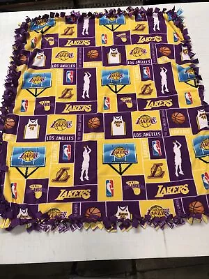 Hand Made Double Sided Fleece Tied Blanket Approx. 6' X 5' Lakers / Purple • $45