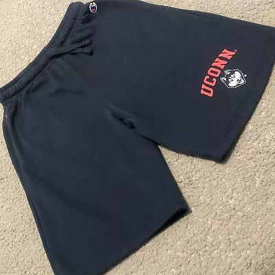 UCONN Shorts Mens S Blue Navy Spellout Husky Logo Champion Sweats • $14.99