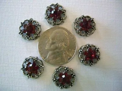 2 Hole Slider Beads Scalloped Daisy Red Crystal #6 • $5.95