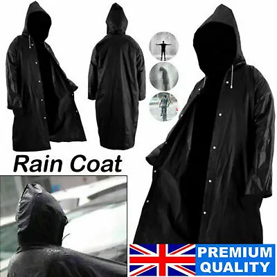 Waterproof Rain Coat Long Poncho Women Men Outdoor Raincoat Eva Cloth With Hood • £3.95