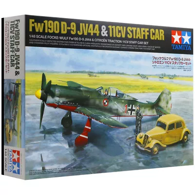 Tamiya 1/48 Focke Wulf FW190 D-9 JV44 Aircraft & Citroen 11CV Model Kit • £30.10