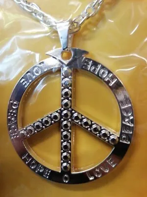 Hippy Peace CND Necklace Medallion Chain Jewellery 60s 70s Fancy Dress Accessory • £4.50