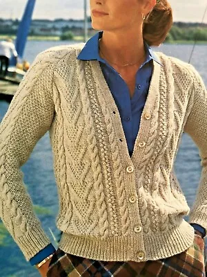 Knitting Pattern  Womens  Ladies Cable Cardigan Dk Pattern   34 - 44   - 179a • £2.20