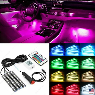 RGB LED Glow Interior Car Lamp Kit Under Dash Foot Well Seats Inside Lighting US • $10.09