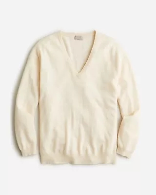 J CREW Cashmere Relaxed V-neck Sweater In Heather Muslin XXS $158 NWT BA394 • $88