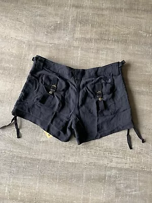 Da-Nang Utility Cargo Booty Shorts 100% Silk Black Surplus Military Women’s M • $49.99