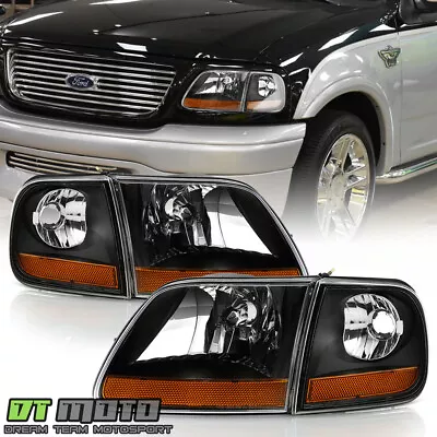 1997-2003 Ford F150 Black Harley Davidson Style Headlights W/Corner Left+Right • $98.99