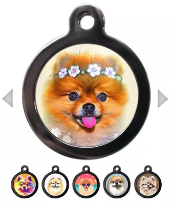 Pomeranian Dog Breed Pet ID Tags Personalised Name Cute Identity Disc For Collar • £8.99