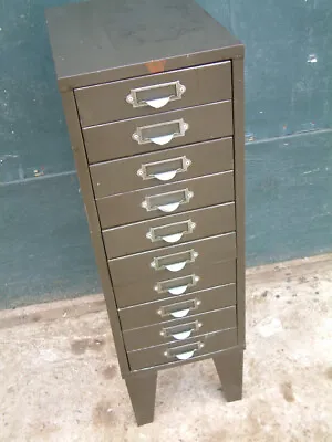 Vintage Metal Multi Drawer Filling Cabinet By Howden -10 Drawers In Olive Green • £129
