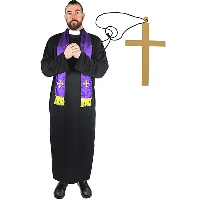 Priest Costume Add Cross Vicar Religious Fancy Dress Robe Scarf Stag Do S M L Xl • £15.99