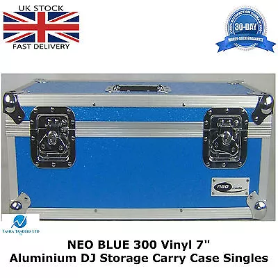 2 X Vinyl 7  Record Aluminium DJ Flight Case Blue Storage Box Holds 300 Tough HQ • £149.99