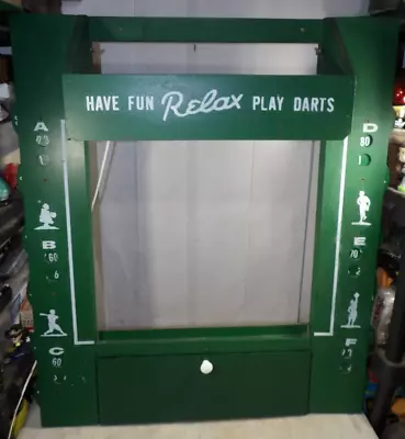 Vintage Dart Board Scorekeeper Cabinet Surround Big Green Darts Lighted 1950s60s • $625