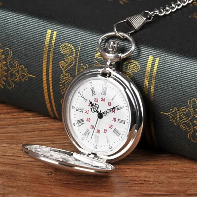 £3.99 • Buy Vintage Pocket Watch Smooth Quartz Classic Fob Watch With Chain Men Women Gifts