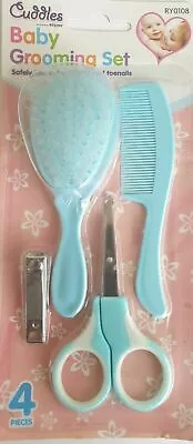 £3.69 • Buy Baby Grooming Set 4 Piece Safe Nail Scissors ,Clippers And Bush Comb Blue