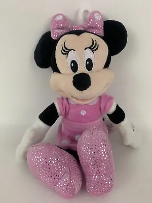 Disney Minnie Mouse Plush Bean Bag Stuffed Animal  10” Toy Pink Sparkle Doll • $10.99