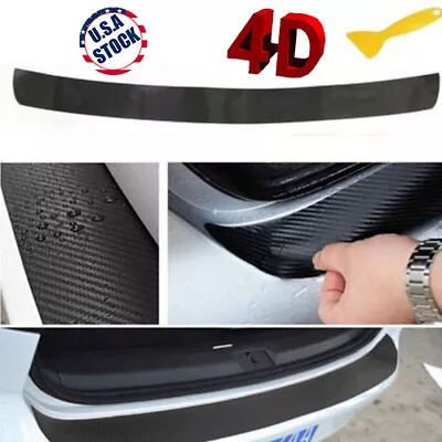 Universal 4D Carbon Fiber Car Rear Bumper Trunk Tail Lip Protect Decal Sticker • $14.80