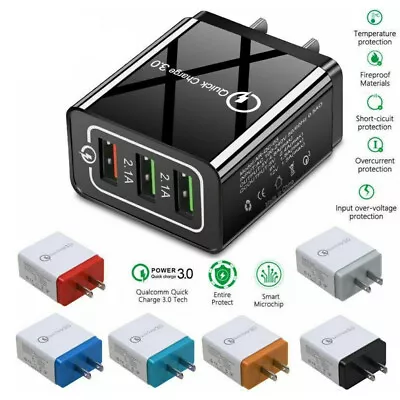 3 Port USB Home Wall Fast Charger QC 3.0 For Cell Phone IPhone Samsung Android • $7.99