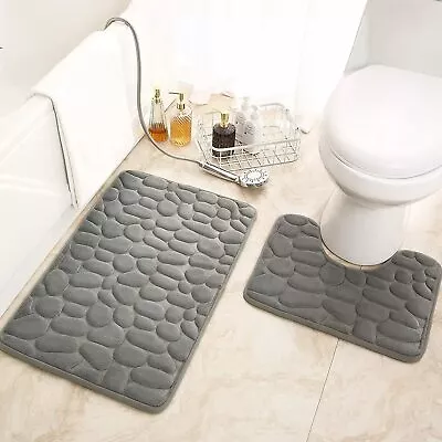 Bath Mat Set 2 Pcs Bathroom Mat And U-Shaped Toilet Rug Set Memory Foam AU Sell • $16.99