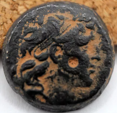 Seleucid Empire | Tryphon | AE17 | MACEDONIAN CALVARY HELMET W. IBEX HORN • $49.99