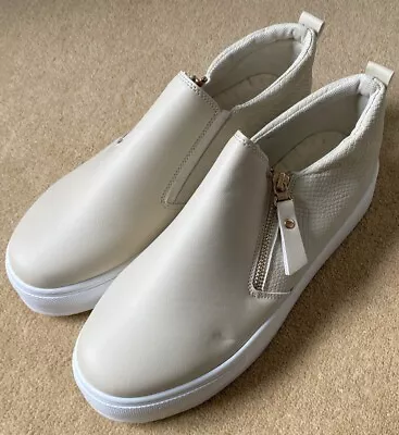 Womens Flat Slip On Ladies Zip Fashion Sport Shoes Trainers Size 8 New • £10