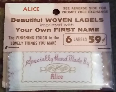 $9.99 • Buy Woven Labels Personalized Made By  ALICE 