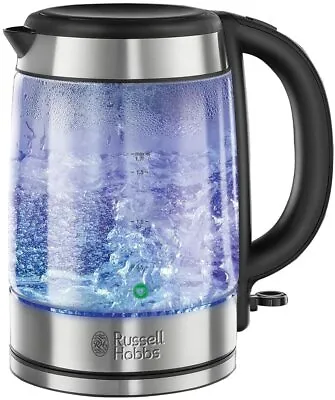 Russell Hobbs 21600-10 Illuminating Glass Kettle Black 1.7 Litre 3000 Watt • £45.99