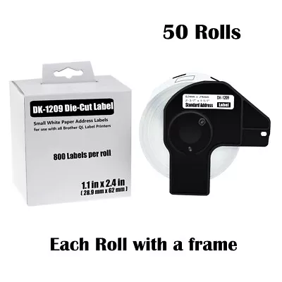 50Rolls 1-1/7  X 2-3/7  Paper Address 800 Labels DK-1209 For Brother QL-720NW • $245.87