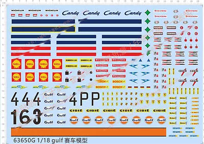 1/18 Sports Racing Car Markings Logos Numbers Model Kit Water Slide Decal • $18.18