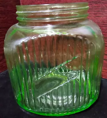 Large Vintage Green Glass Square Jar No Lid • $9.99