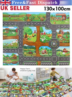 Traffic Road Map Kids Crawling Mat Baby Farm Pattern Educational Game Pads UK • £7.67