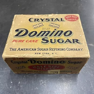 Vintage Domino Crystal Sugar 2 Lb Full Box Pure Cane Sugar Half Size Pc Cube USA • $64.94