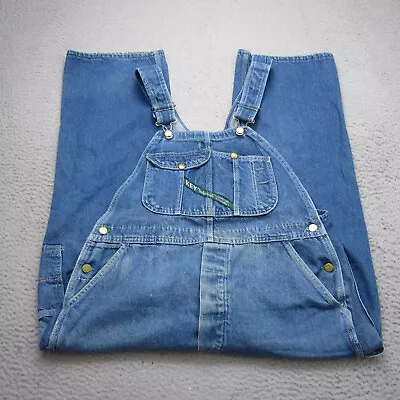 Vintage Key Imperial Overalls Men 36x27 Blue Denim Bibs Workwear Rancher Farm • $37.99