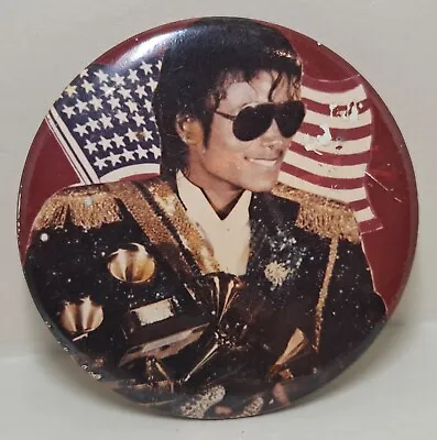 MICHAEL JACKSON GRAMMYS AMERICAN FLAG PIN BADGE BUTTON 1980s MUSIC COLLECTABLE • $5.04