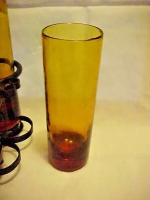 Vintage Cast Iron 4 Place Shot Glass Holder Caddy Rack Amber Glass Shot Glasse • $33.99