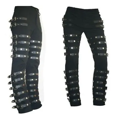 Michael Jackson Punk Classic Rivet BAD Concert Black Metal Rock Pants Trousers • $84.45