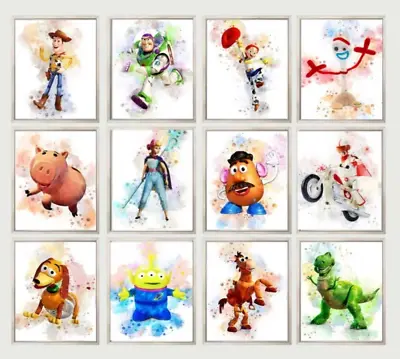 Disney Toy Story Prints Girls/Boys Room Baby Watercolour Pictures Wall Decor • £21.99