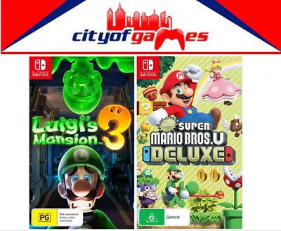 Luigi's Mansion 3 & New Super Mario Bros. U Deluxe Bundle Nintendo Switch New  • $144.95