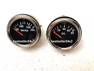 Electrical Oil Pressure Gauge Water Coolant Temp Gauge Black Chrome 52mm 2 1/16  • $21.21