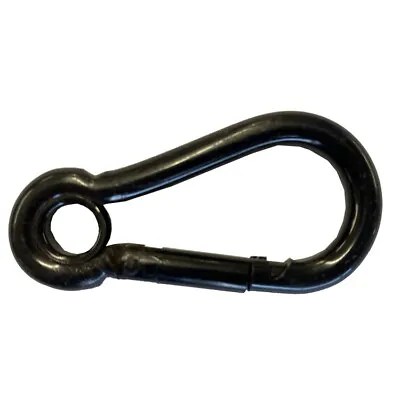 2 X 5mm BLACK PLATED CARBINE HOOK With EYE Theatre Rigging Chain Spring Snap • £3.49