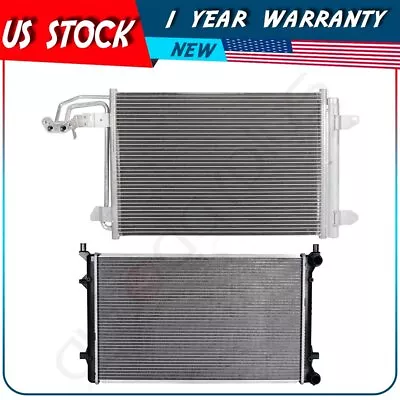 Radiator And AC Condenser Kit For 2010 2011 2012 2013 2014 Volkswagen Golf • $104.99