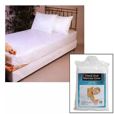 Full Size Bed Mattress Cover Plastic White Waterproof Bug Protector Mites Dust • $13.95