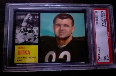 1962 Topps Football #17 Mike Ditka  RC PSA 7 NM Chicago Bears Rookie Card • $3199